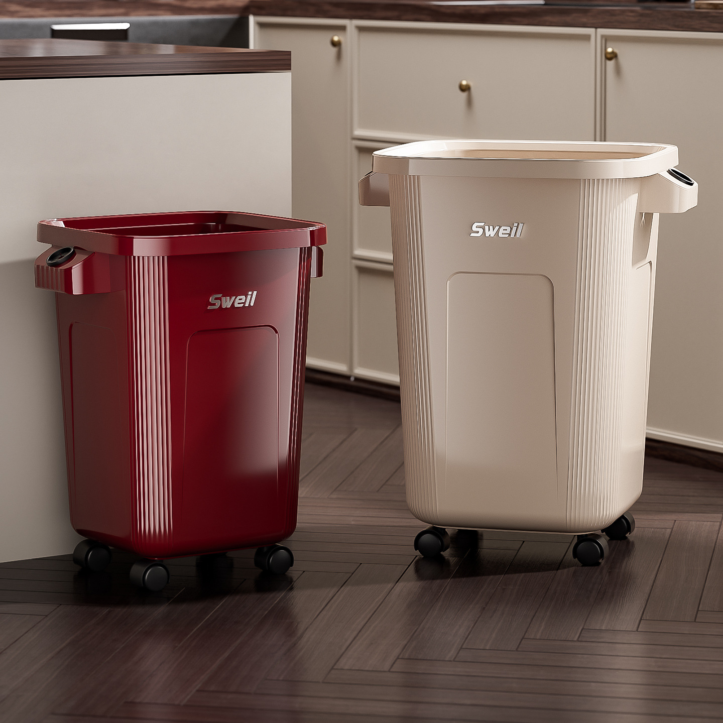 Commercial Kitchen Bin - Großer Rollender Mülleimer mit Rädern, Gewerblicher
