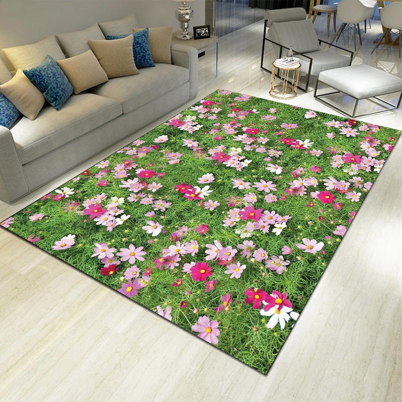 Commercial Kitchen Non Slip Flooring - Landschaftsblumen-Druckteppich, Heimdekoration, Wohnzimmerteppich, Flur-Fußmatte, Schlafzimmer-Bettvorleger, Küche,
