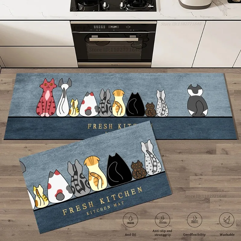 Commercial Kitchen Vinyl - Katze Küche Ecke Lange Boden Matte