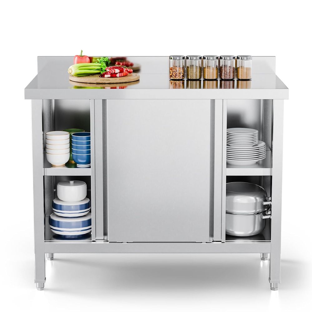 Edelstahl-Arbeitstisch mit Sch – Commercial Kitchen Backsplash Bewertung und Preis