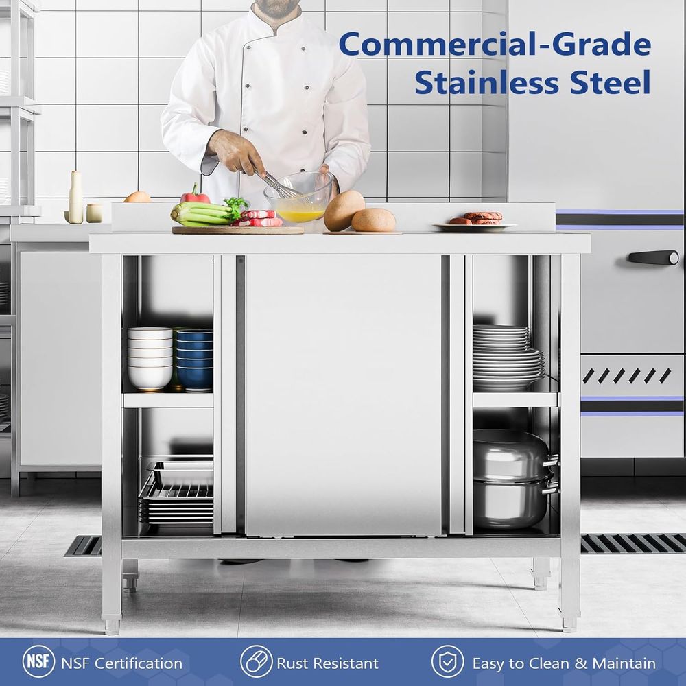 Edelstahl-Arbeitstisch mit Sch – Commercial Kitchen Backsplash Bewertung und Preis